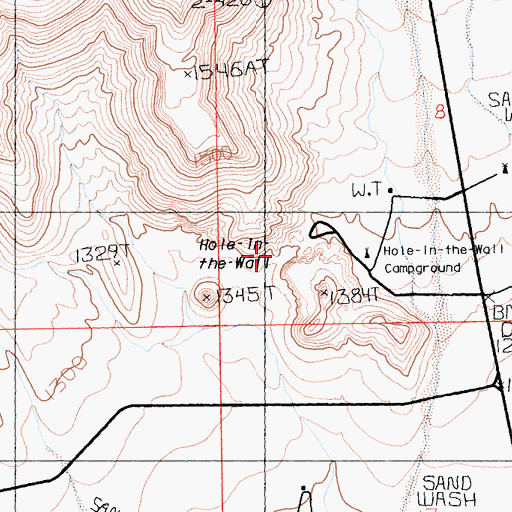Topographic Map of Hole-in-the Wall, CA