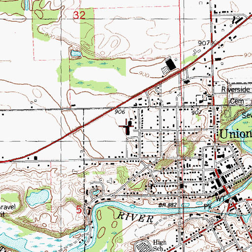 Topographic Map of Union City Middle School, MI