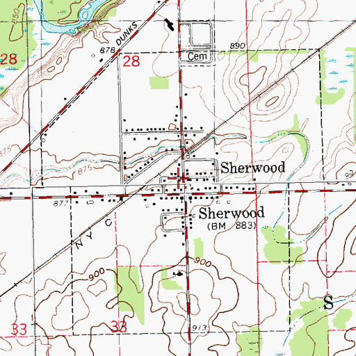 Topographic Map of Sherwood Post Office, MI