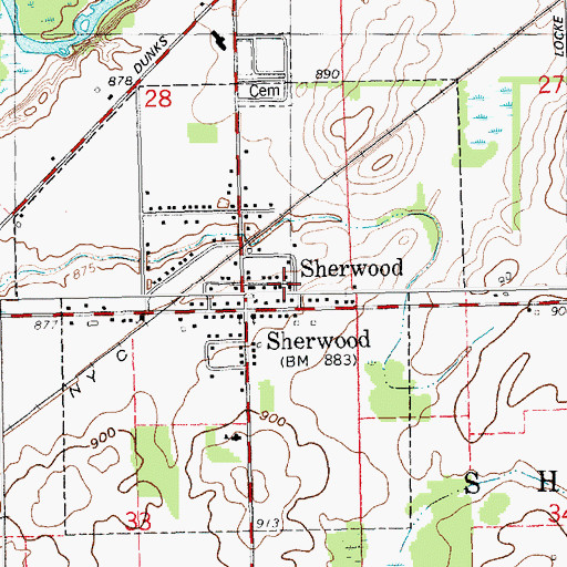 Topographic Map of Sherwood Library, MI