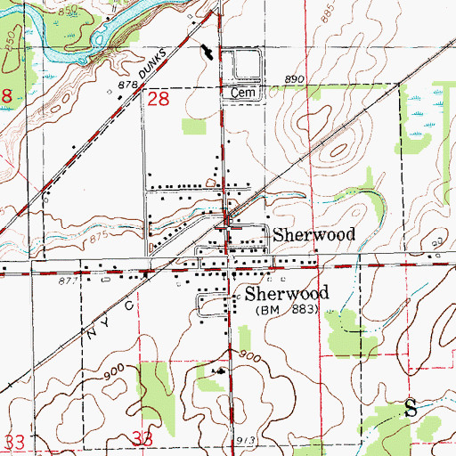 Topographic Map of Sherwood Station (historical), MI