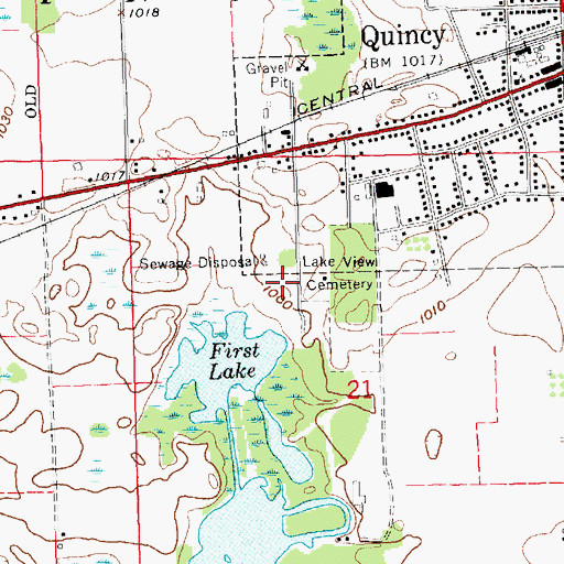 Topographic Map of Quincy Park, MI