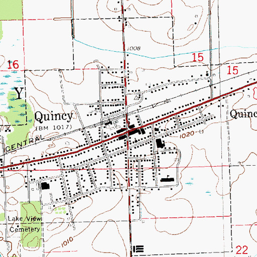 Topographic Map of Quincy Post Office, MI