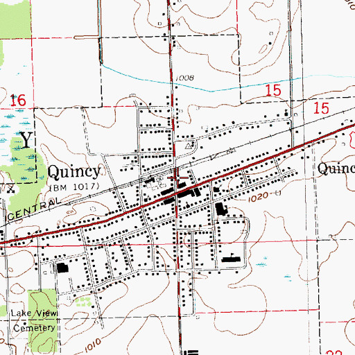 Topographic Map of Quincy Public Library, MI