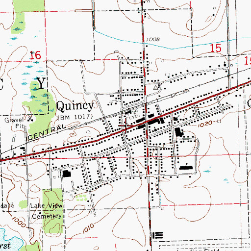 Topographic Map of Quincy United Methodist Church, MI