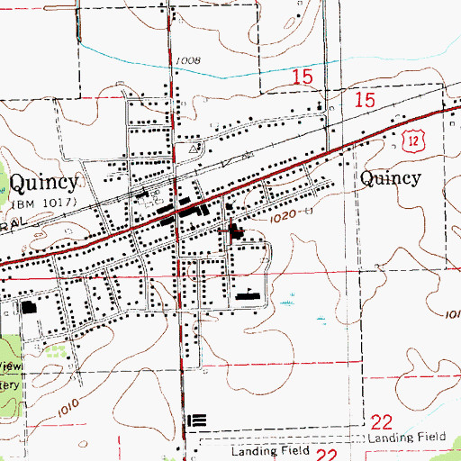 Topographic Map of Quincy High School, MI