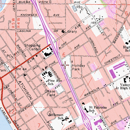 Topographic Map of Holiday Park, CA