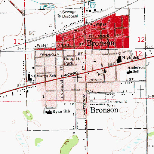 Topographic Map of First Congregational Church, MI