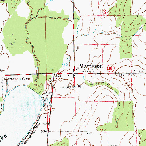 Topographic Map of Mattison Post Office (historical), MI