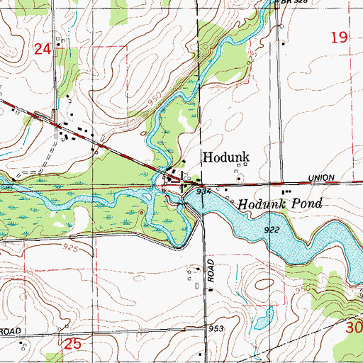 Topographic Map of Hodunk Post Office (historical), MI