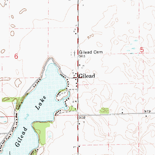 Topographic Map of Gilead Post Office (historical), MI