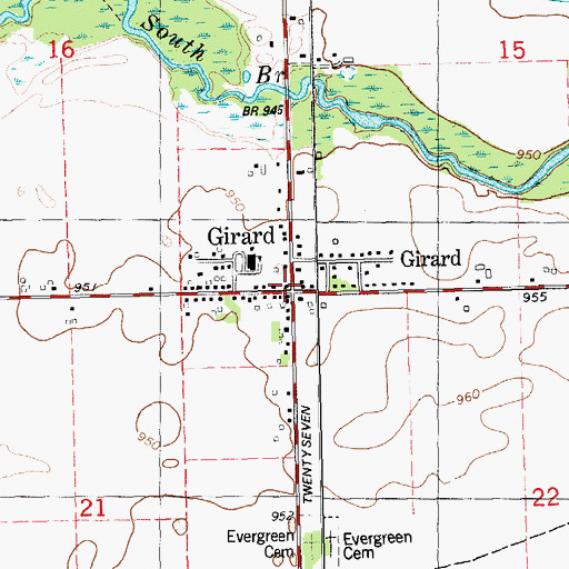 Topographic Map of Girard Post Office (historical), MI