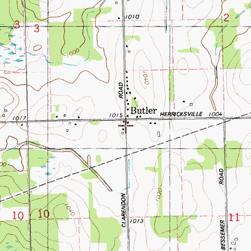 Topographic Map of Butler Post Office (historical), MI
