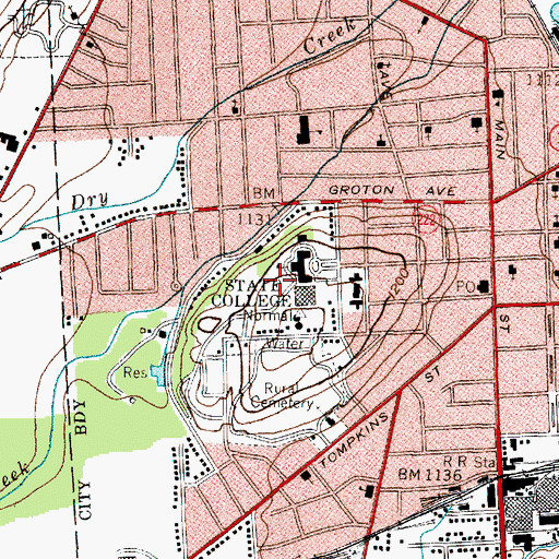 Topographic Map of Bowers Hall, NY