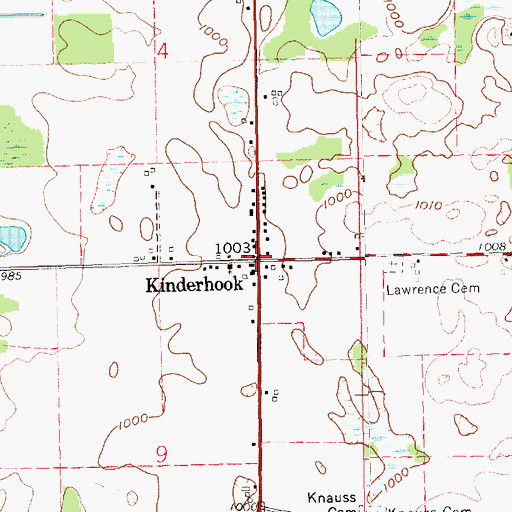 Topographic Map of Kinderhook Post Office (historical), MI