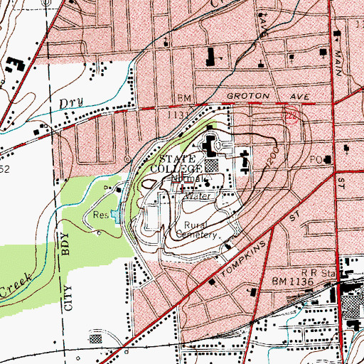 Topographic Map of Cornish Hall, NY