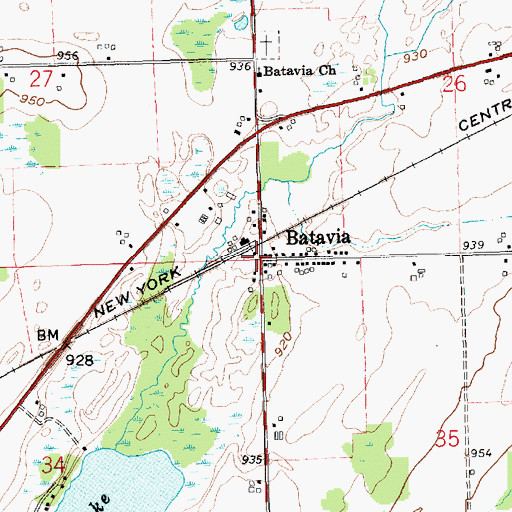 Topographic Map of Batavia Post Office (historical), MI