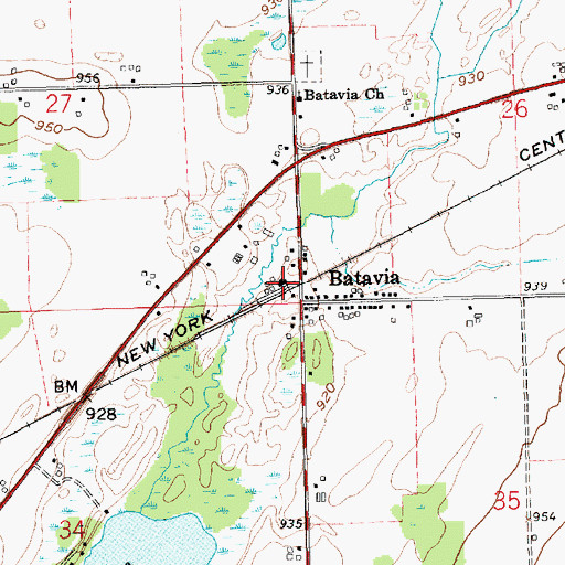 Topographic Map of Batavia Station, MI