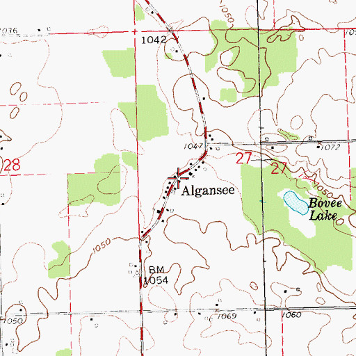Topographic Map of Algansee Post Office (historical), MI