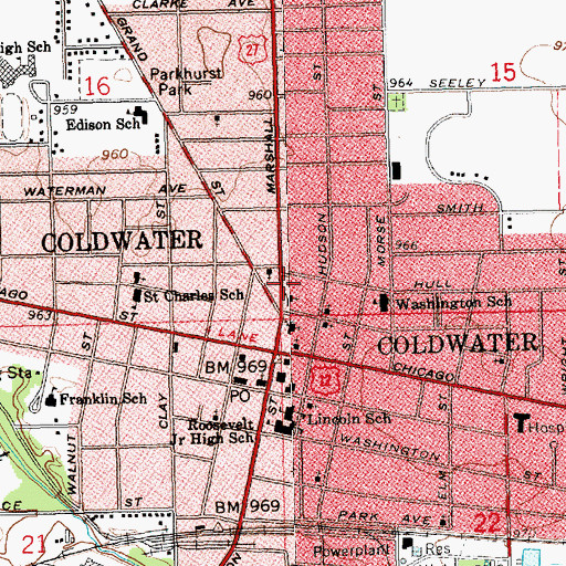 Topographic Map of First Presbyterian Church Historical Marker, MI