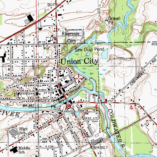 Topographic Map of Selas Park, MI