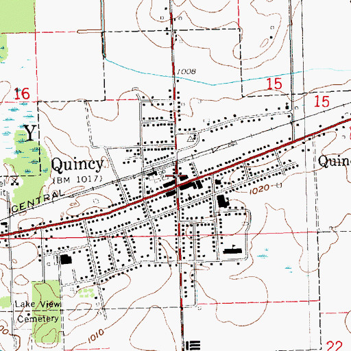 Topographic Map of Quincy Public Library Historical Marker, MI