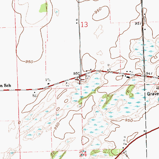 Topographic Map of Hill Cemetery, MI