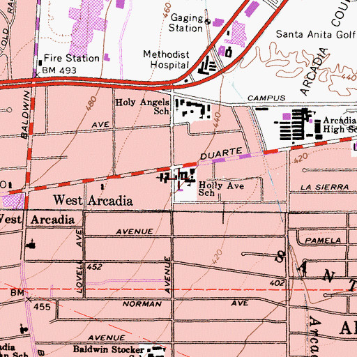 Topographic Map of Holly Avenue Elementary School, CA