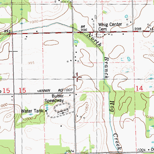 Topographic Map of Boot Hill Cemetery, MI