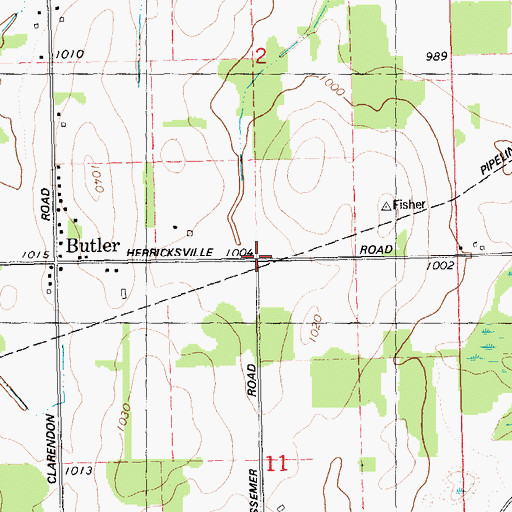 Topographic Map of Butler Cemetery, MI