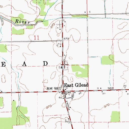 Topographic Map of East Gilead Cemetery, MI