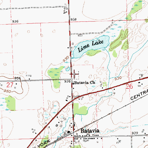 Topographic Map of Batavia Cemetery, MI