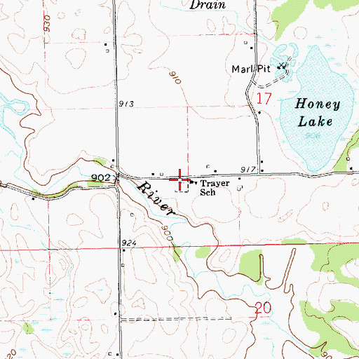 Topographic Map of Trayer Cemetery, MI