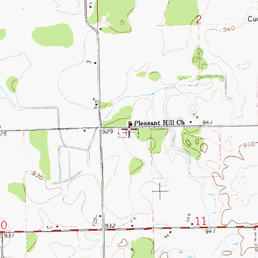 Topographic Map of Pleasant Hill Cemetery, MI