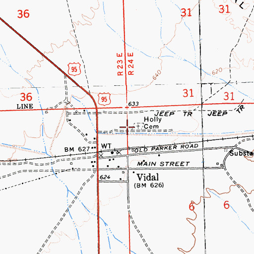 Topographic Map of Holly Cemetery, CA