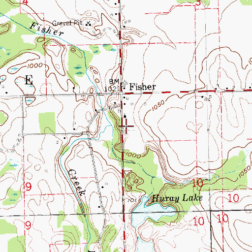 Topographic Map of Fisher Cemetery, MI