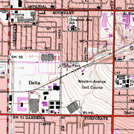 Topographic Map of Holly Park, CA