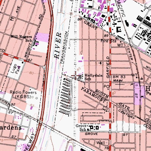 Topographic Map of Hollydale Elementary School, CA