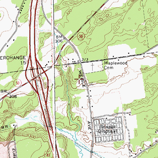 Topographic Map of Hannaford Plaza Shopping Center, NY