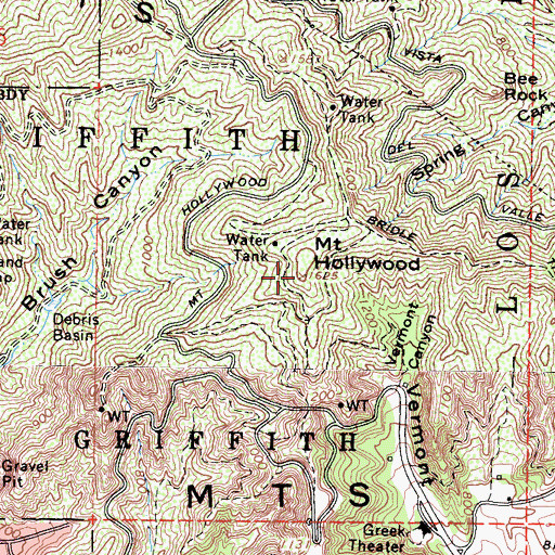 Topographic Map of Mount Hollywood, CA