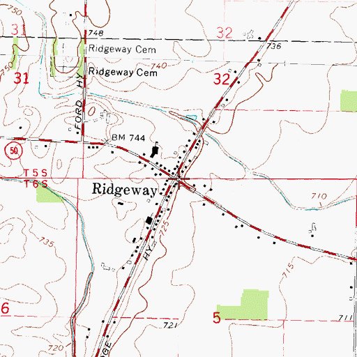 Topographic Map of Ridgeway Station (historical), MI