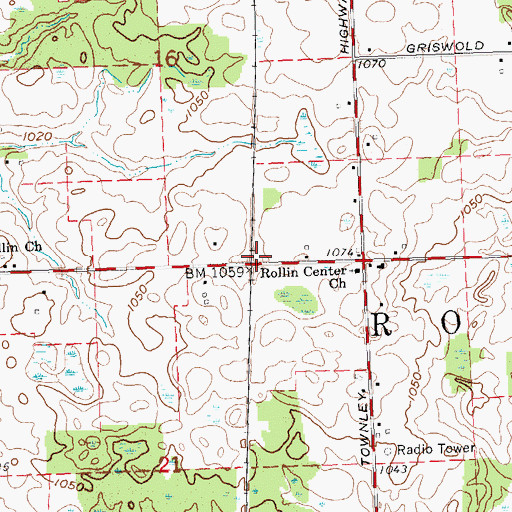 Topographic Map of Townley Station (historical), MI