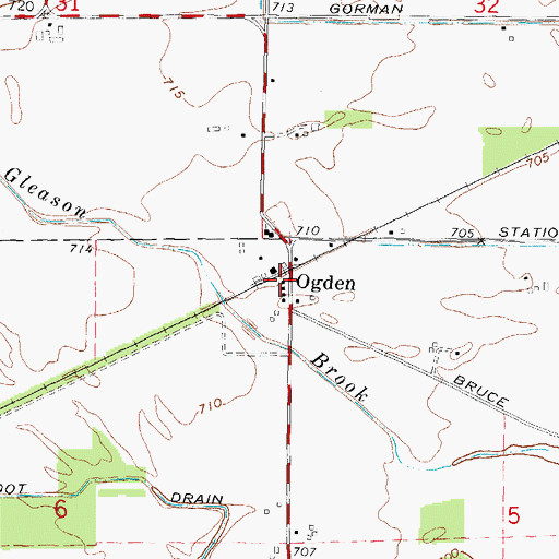Topographic Map of Ogden Station (historical), MI