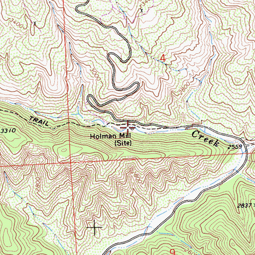 Topographic Map of Holman Mill, CA