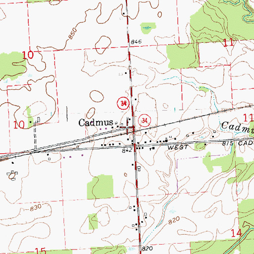 Topographic Map of Cadmus Station (historical), MI