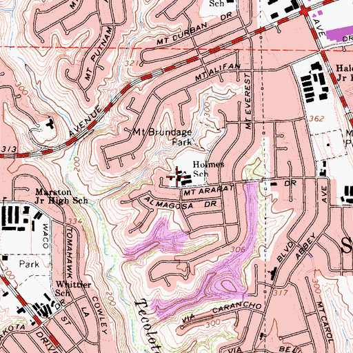 Topographic Map of Holmes Elementary School, CA