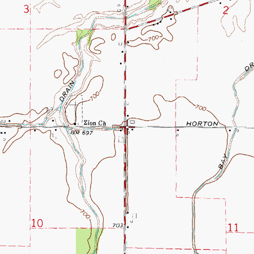 Topographic Map of Victorsville Post Office (historical), MI