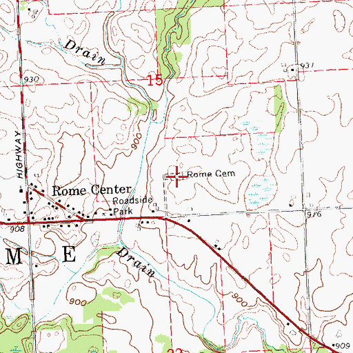 Topographic Map of Rome Post Office (historical), MI