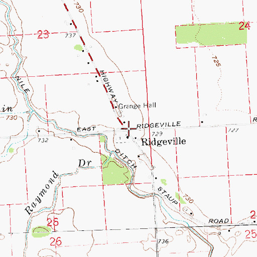 Topographic Map of Ridgeville Post Office (historical), MI
