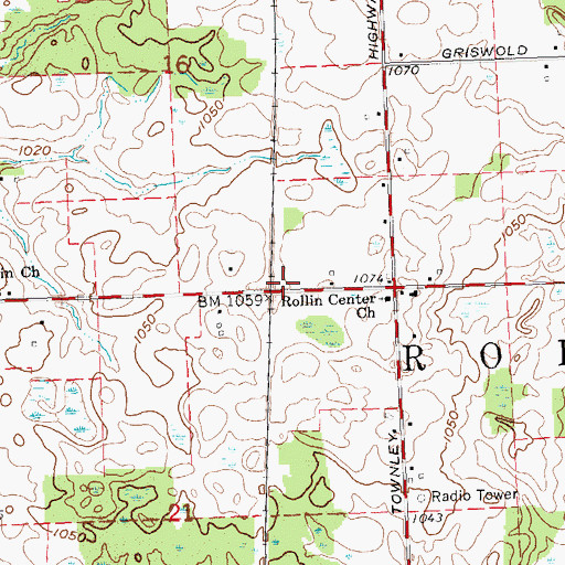 Topographic Map of Townley Post Office (historical), MI